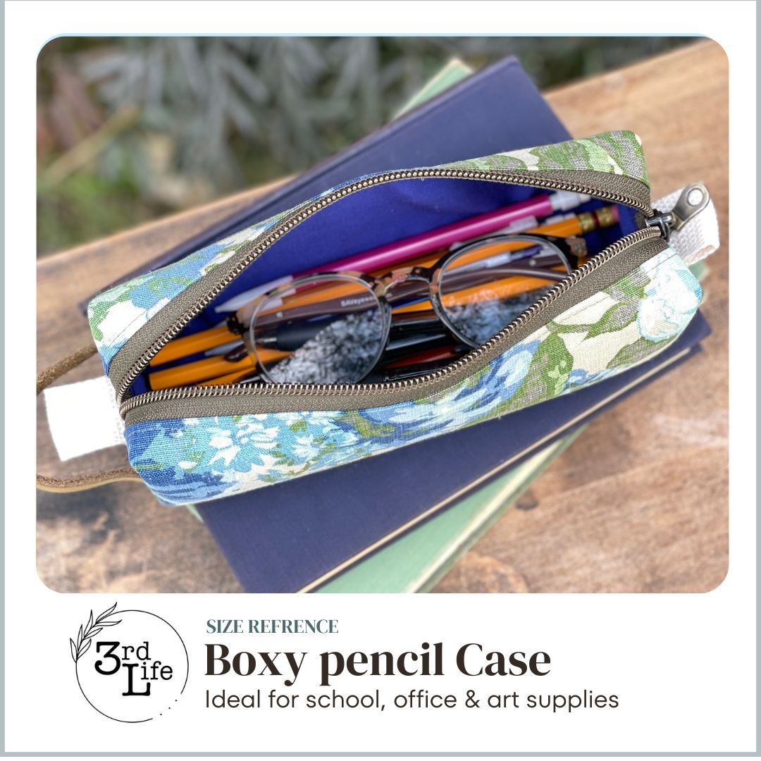 Boxy Pencil Case - Orange roses