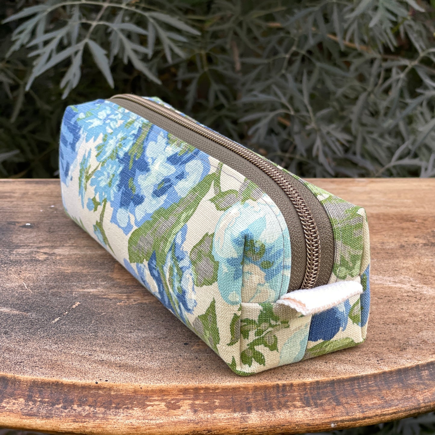 Boxy Pencil Case - Blue Flowers