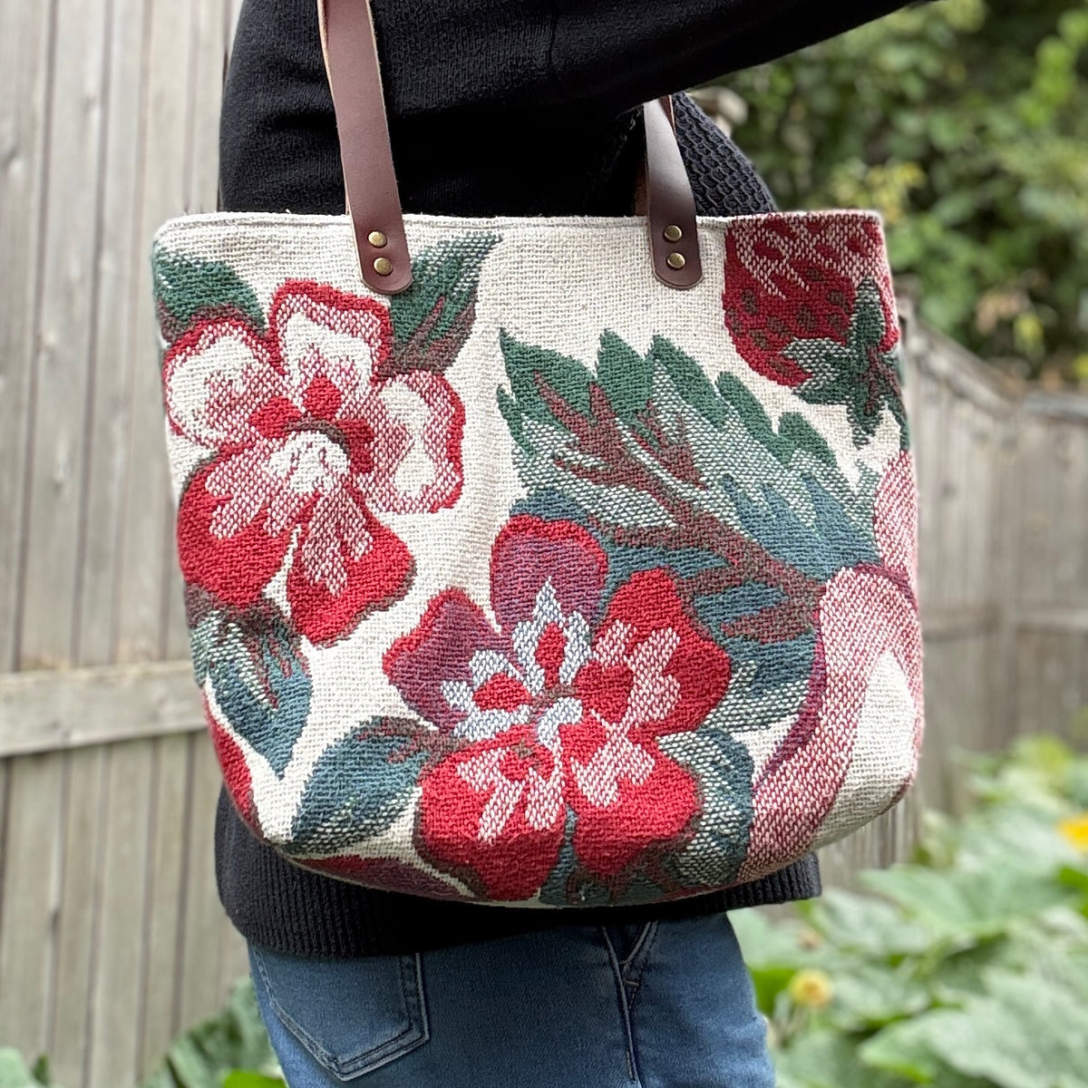 Strawberry Bloom, Tapestry Tote