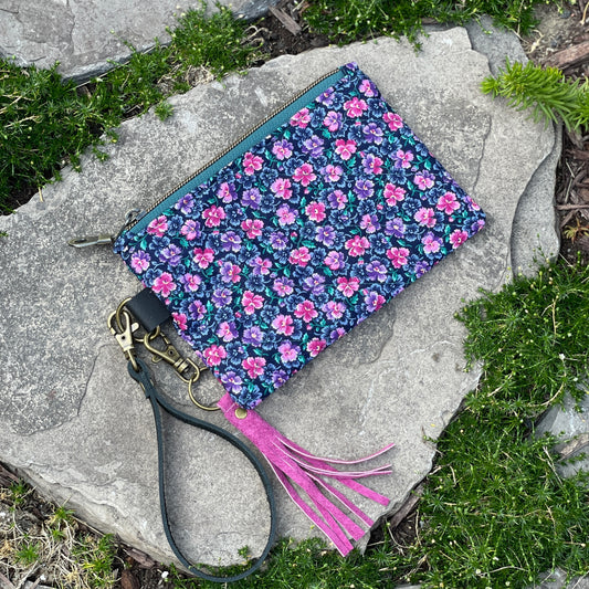 Pink & Purple Pansies Zippered Pouch