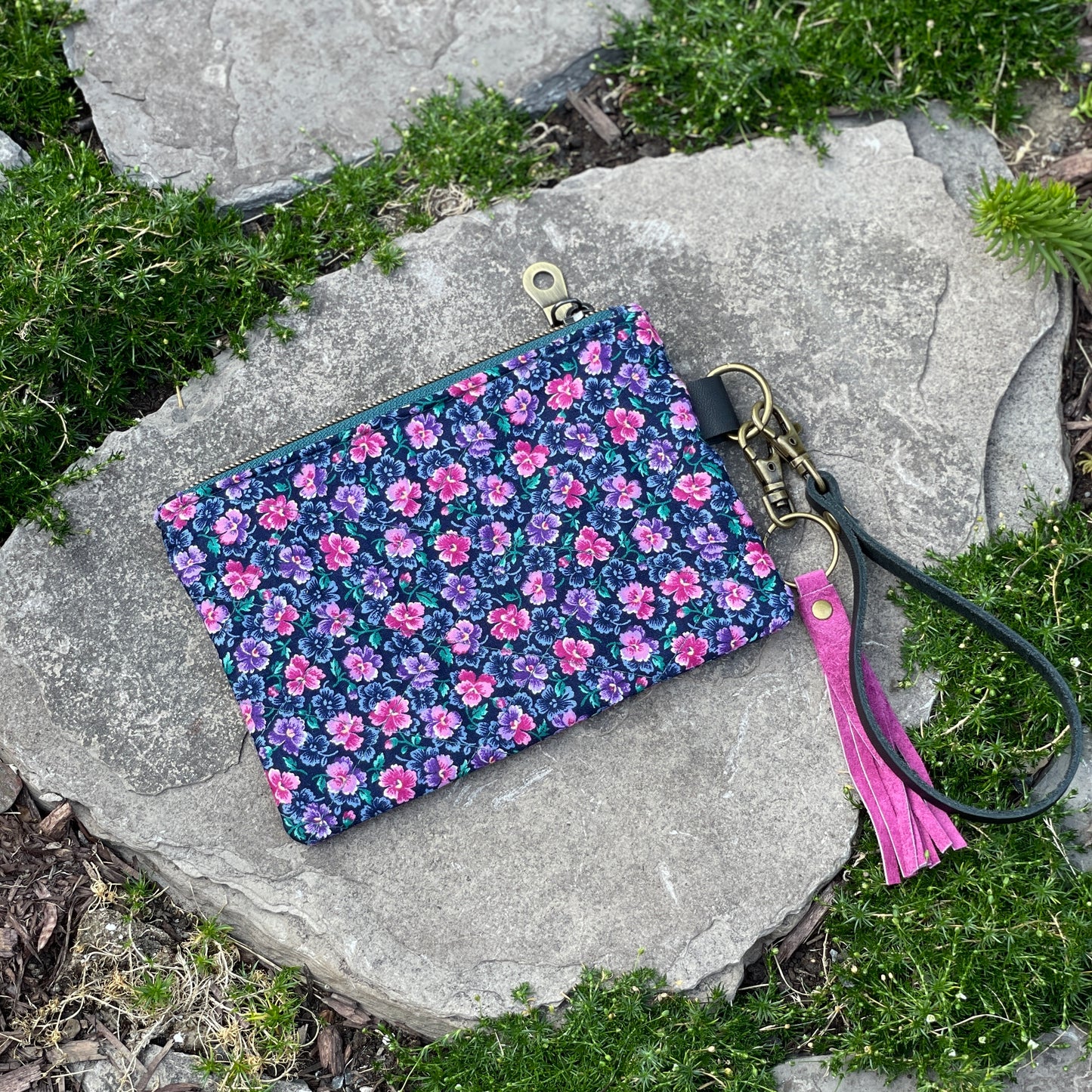 Pink & Purple Pansies Zippered Pouch