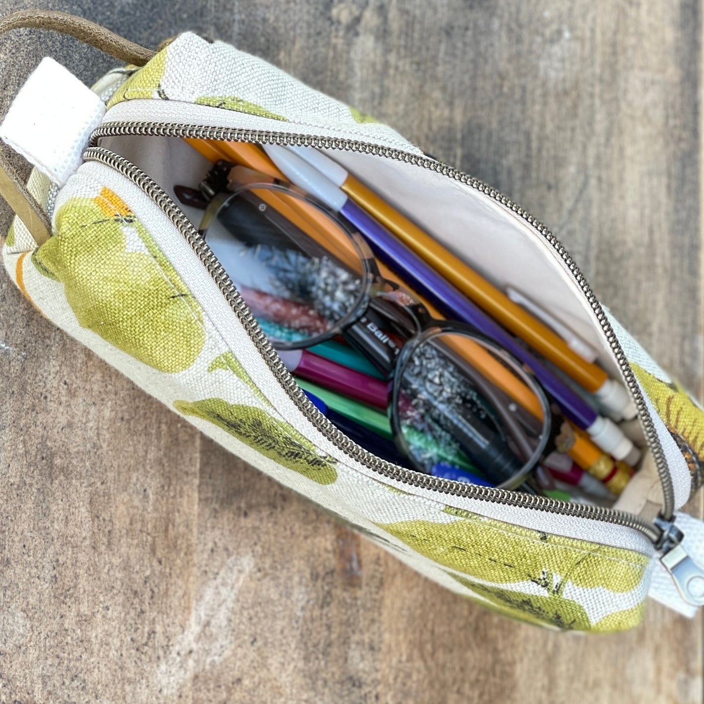 Boxy Pencil Case - Green Foliage