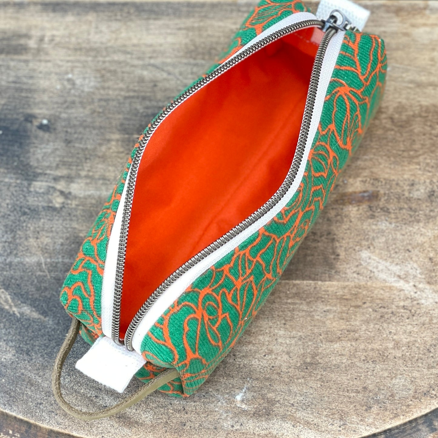 Boxy Pencil Case - Orange roses