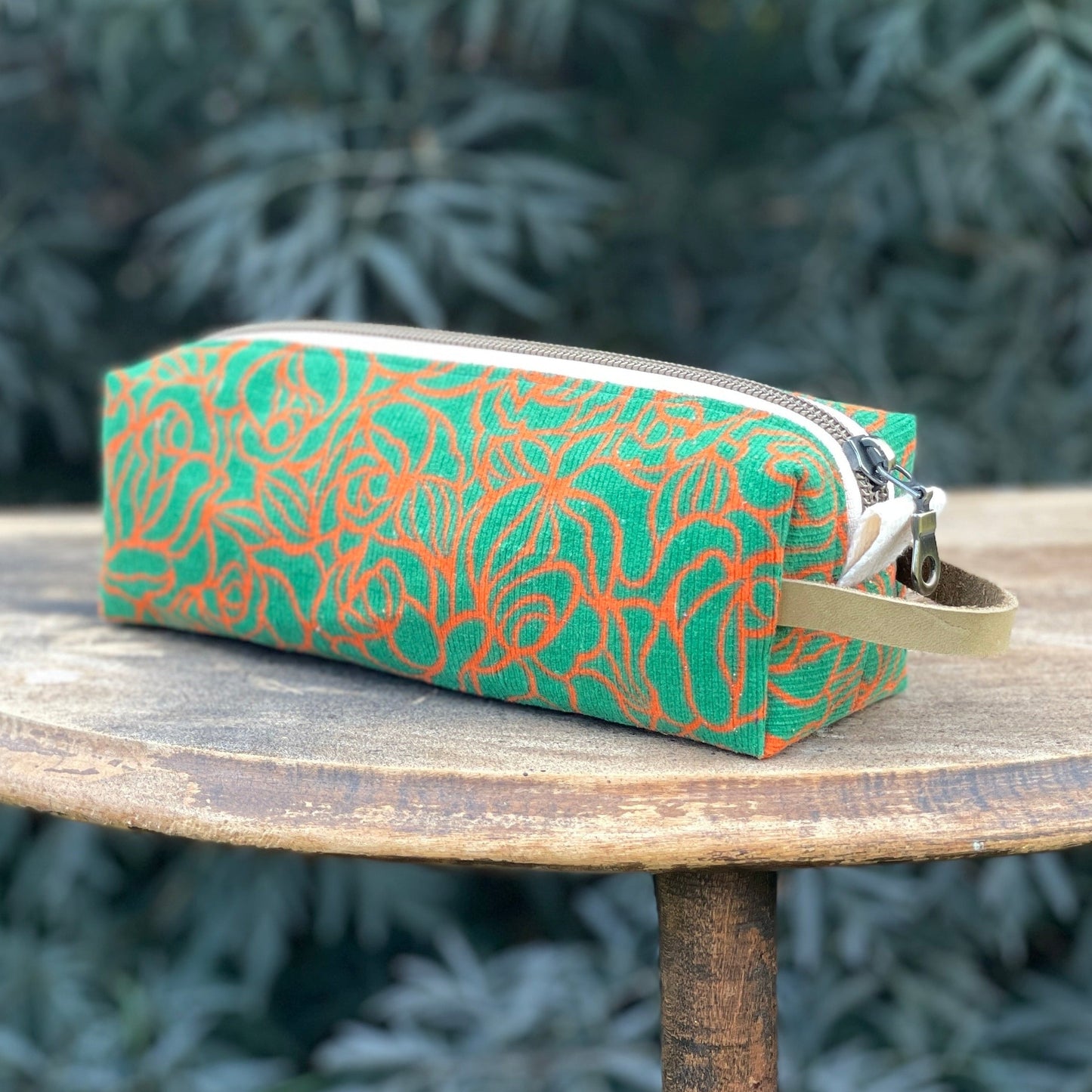 Boxy Pencil Case - Orange roses