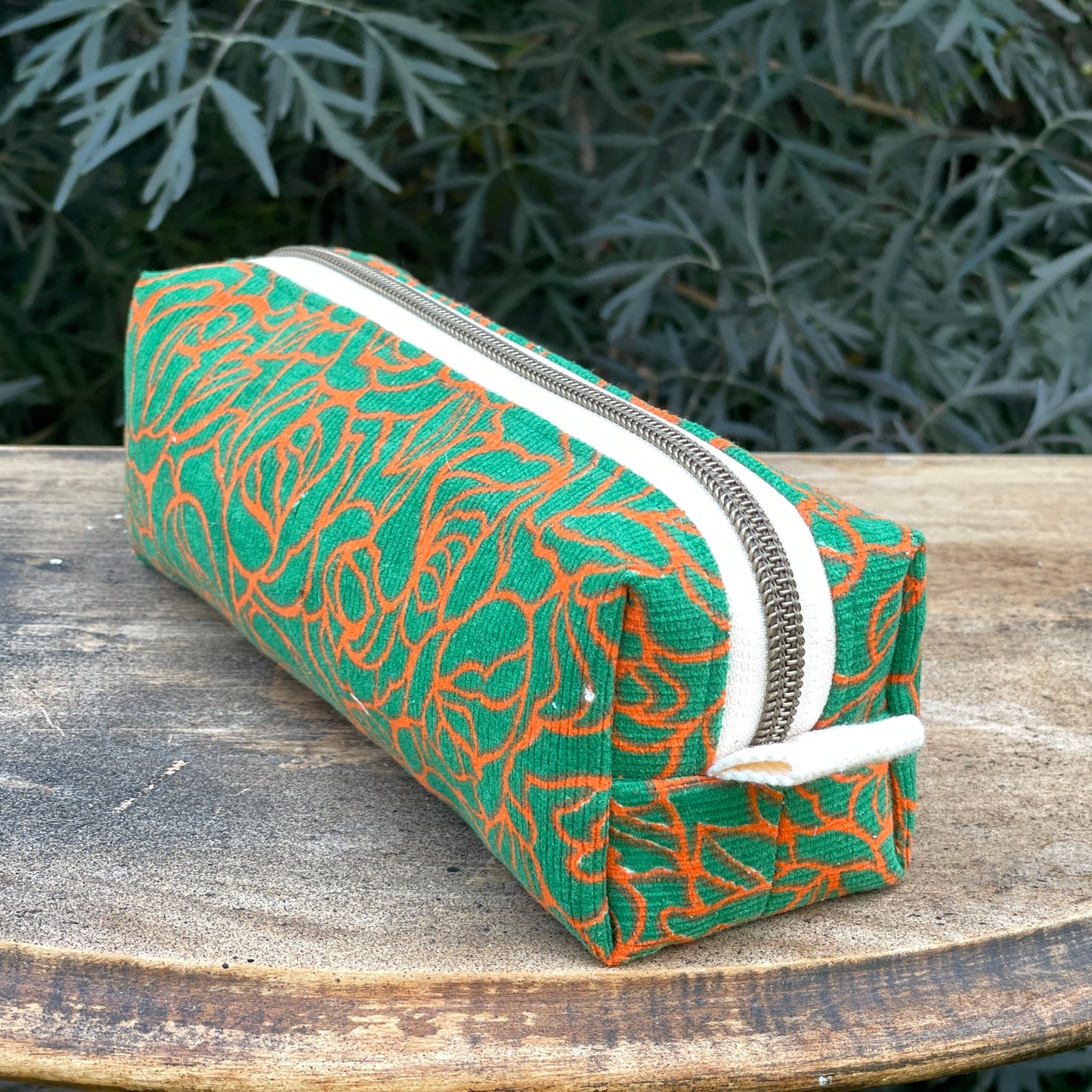Boxy Pencil Case - Orange roses