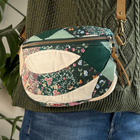 Upcycled Quilt Bag - Green Rings