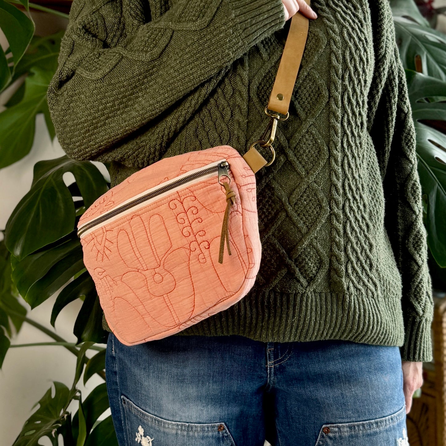 Upcycled Quilt Bag - Pink Hamsa