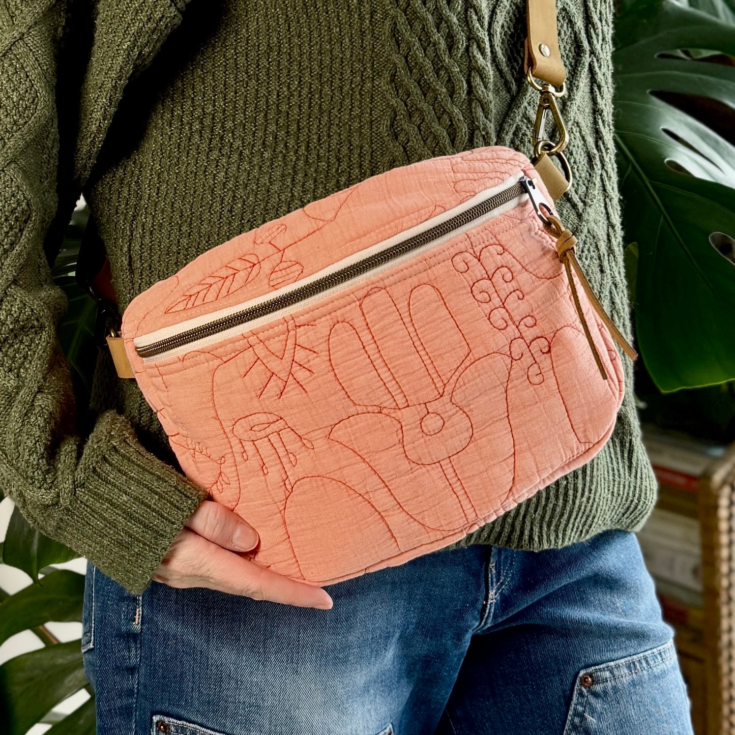 Upcycled Quilt Bag - Pink Hamsa