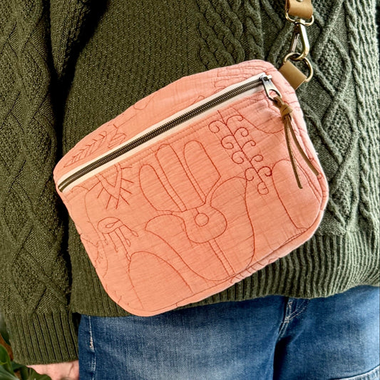 Upcycled Quilt Bag - Pink Hamsa