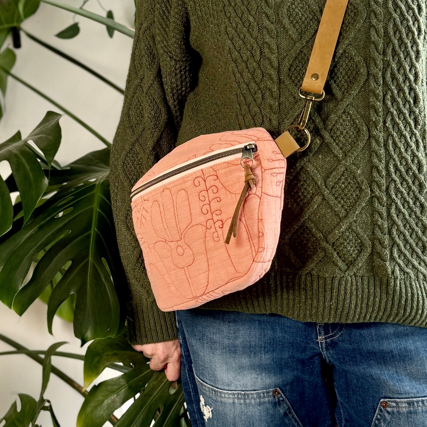 Upcycled Quilt Bag - Pink Hamsa