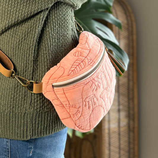 Upcycled Quilt Bag - Pink Hamsa