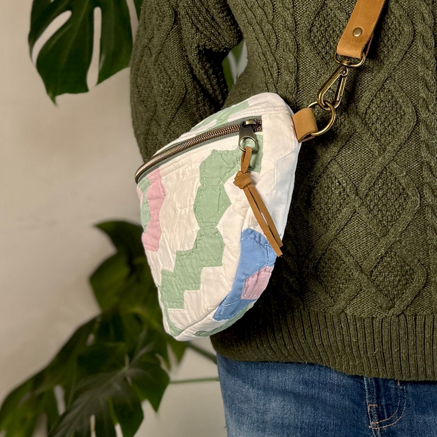 Upcycled Quilt Bag - Pastel Hexagons