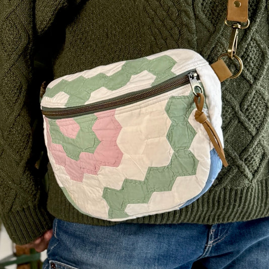 Upcycled Quilt Bag - Pastel Hexagons
