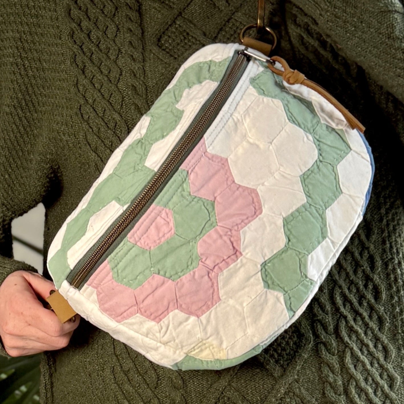 Upcycled Quilt Bag - Pastel Hexagons