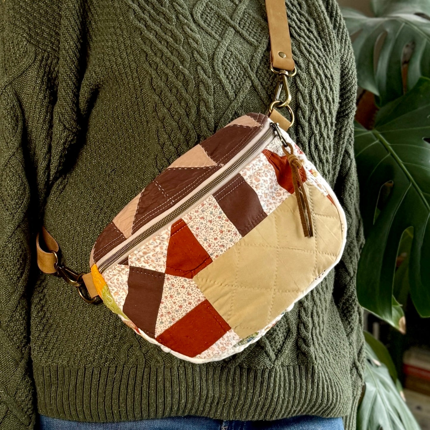 Upcycled Quilt Bag - Browns & Butterflies