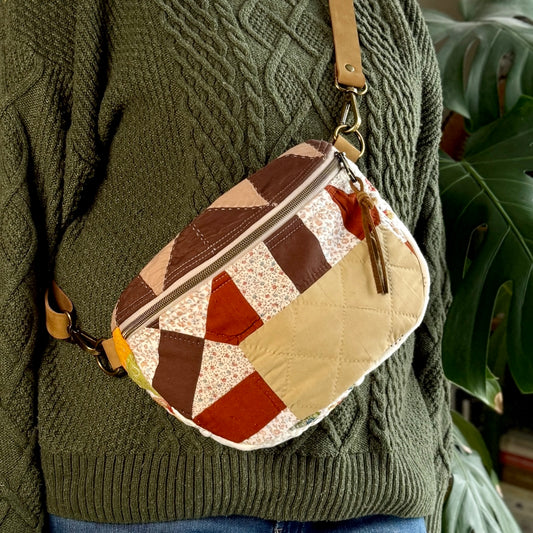 Upcycled Quilt Bag - Browns & Butterflies