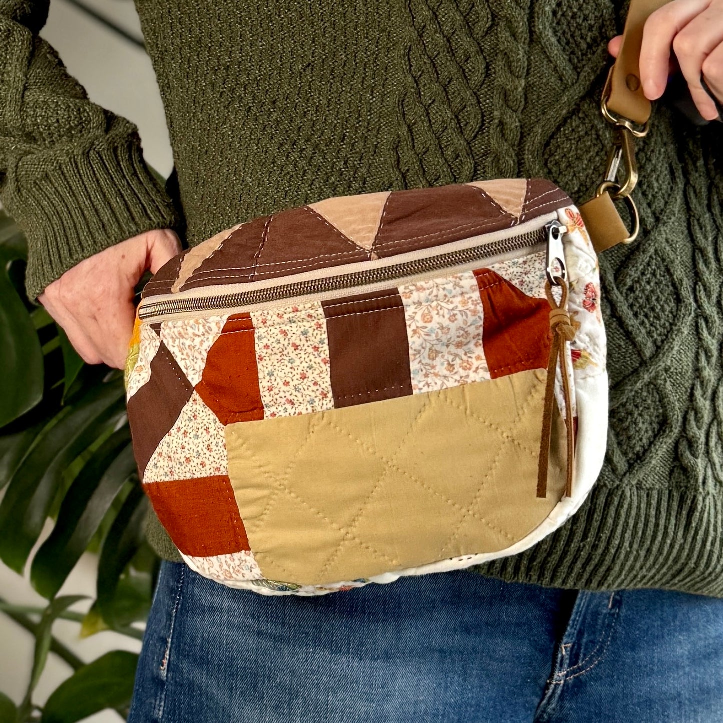 Upcycled Quilt Bag - Browns & Butterflies