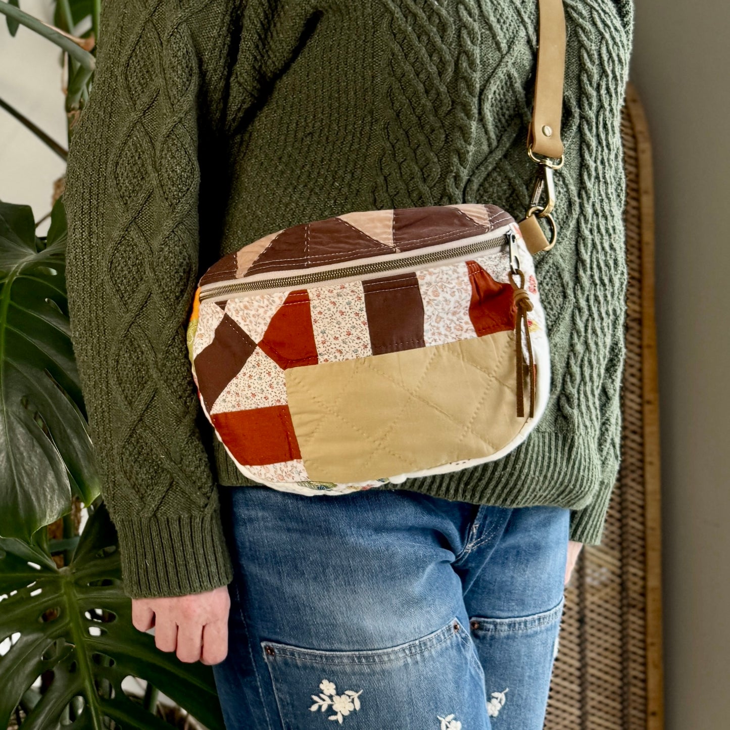 Upcycled Quilt Bag - Browns & Butterflies