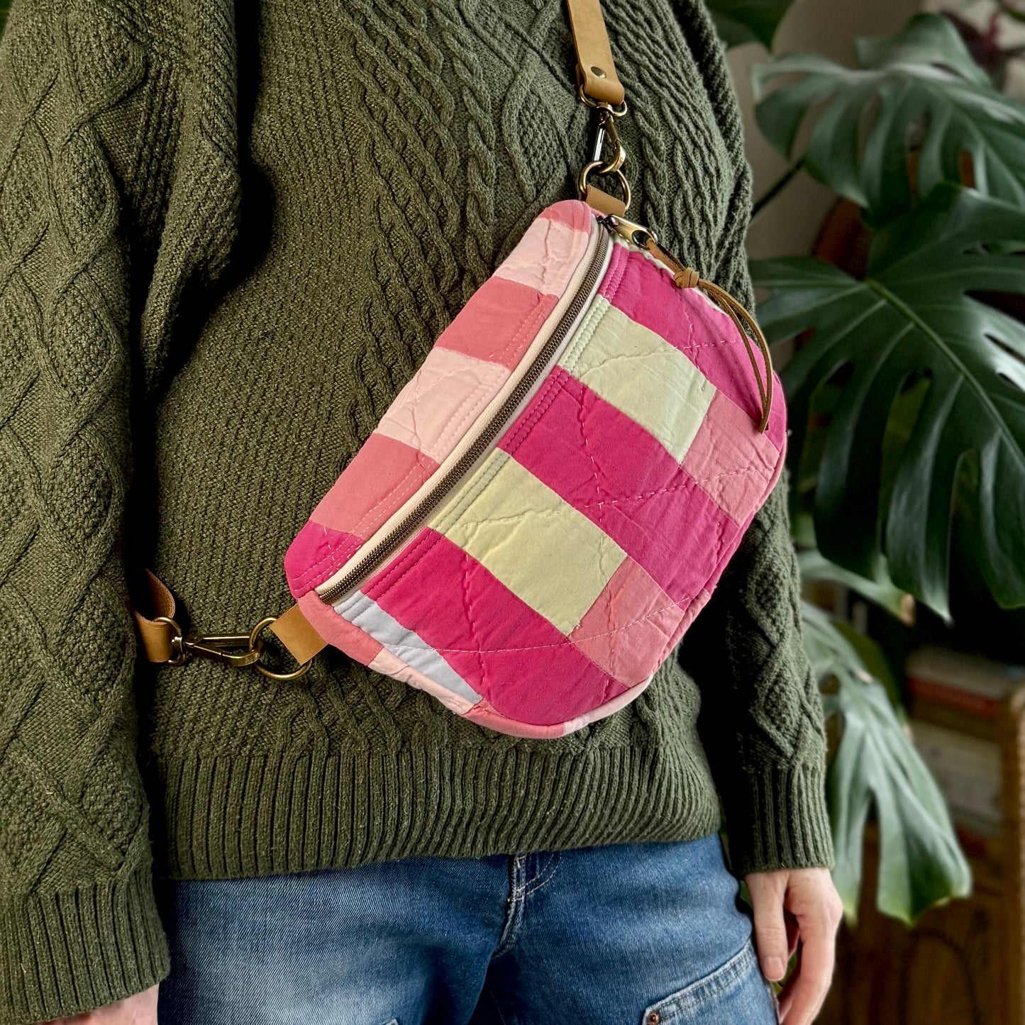 Upcycled Quilt Bag - Pink Stripes