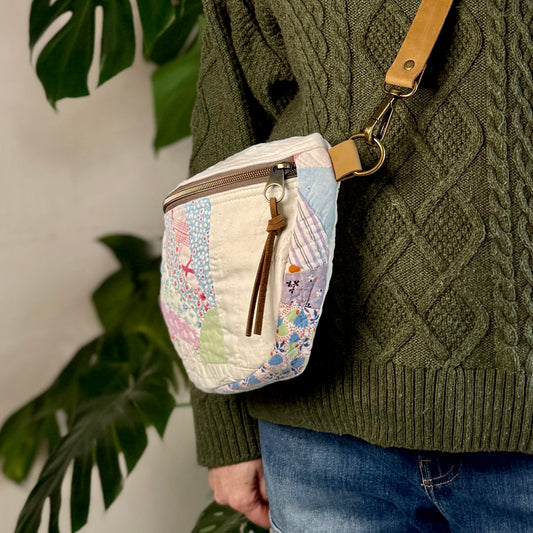 Upcycled Quilt Bag - Grandmother's Fan