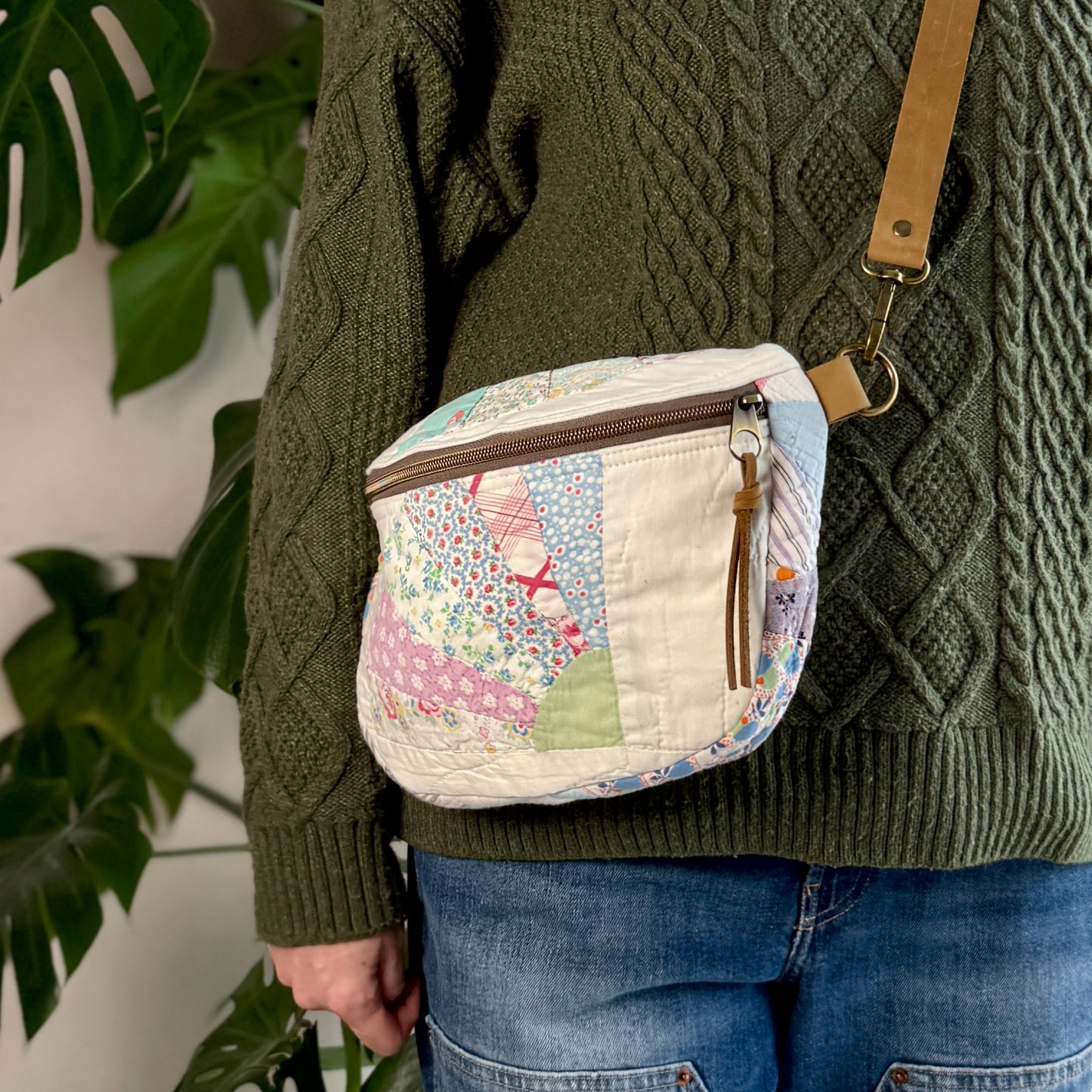 Upcycled Quilt Bag - Grandmother's Fan