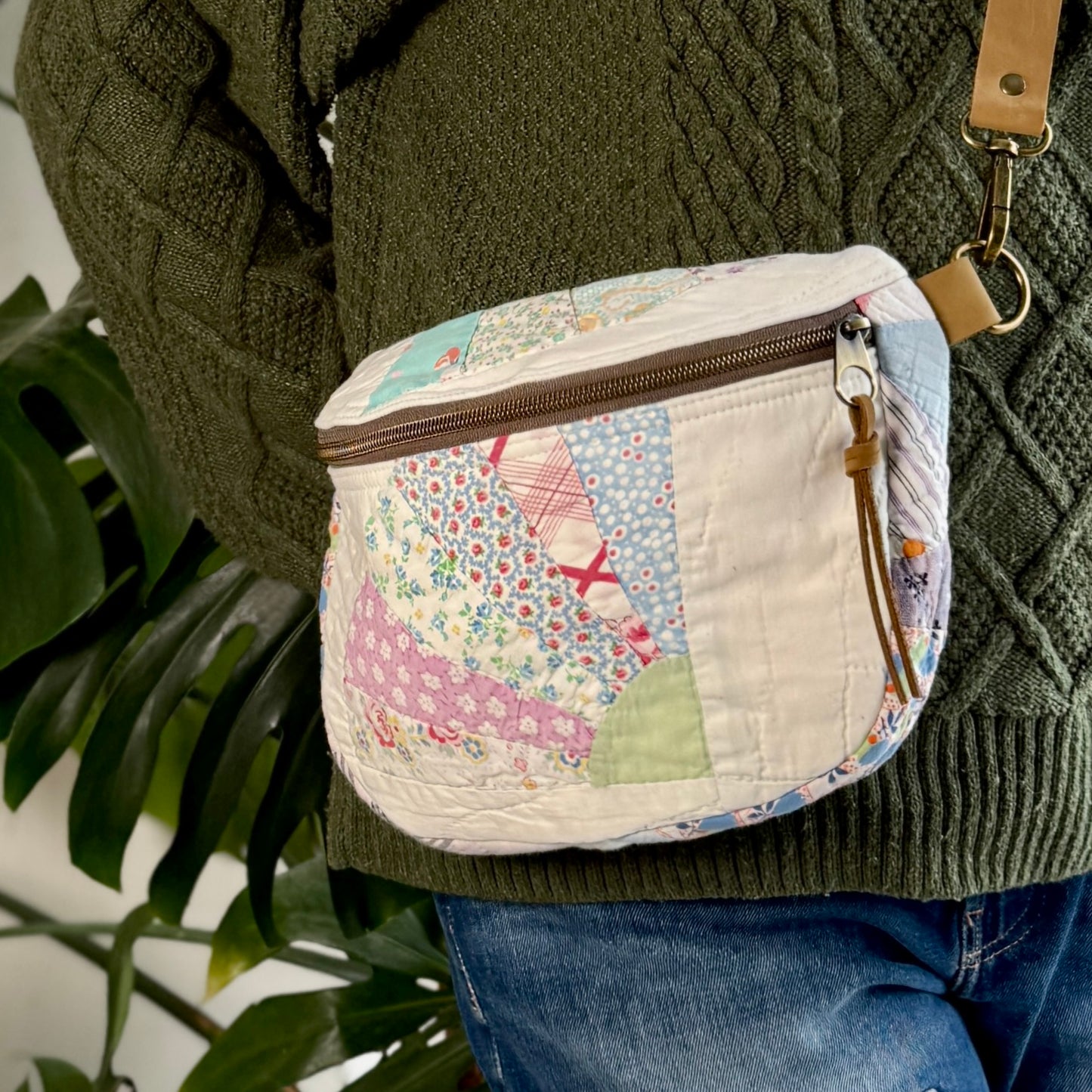 Upcycled Quilt Bag - Grandmother's Fan