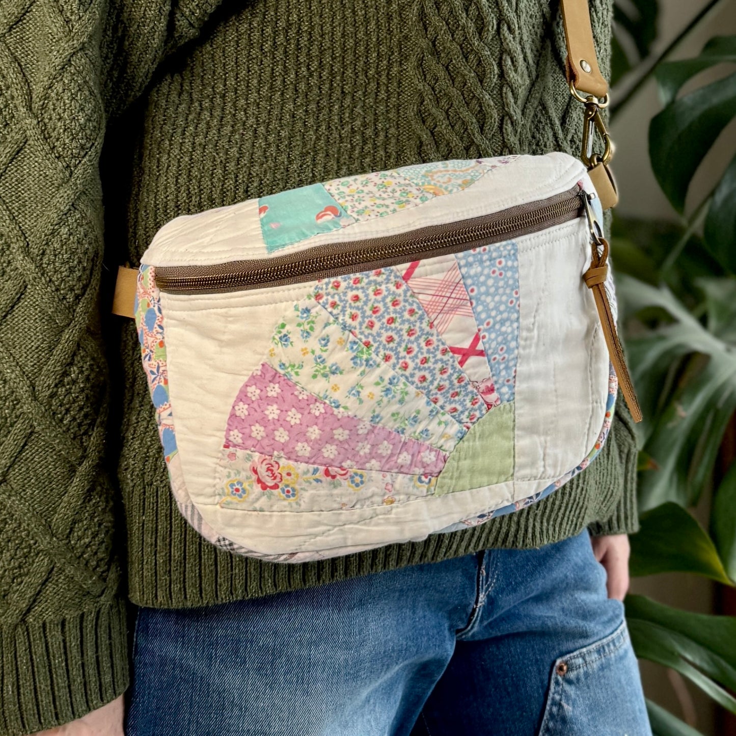 Upcycled Quilt Bag - Grandmother's Fan