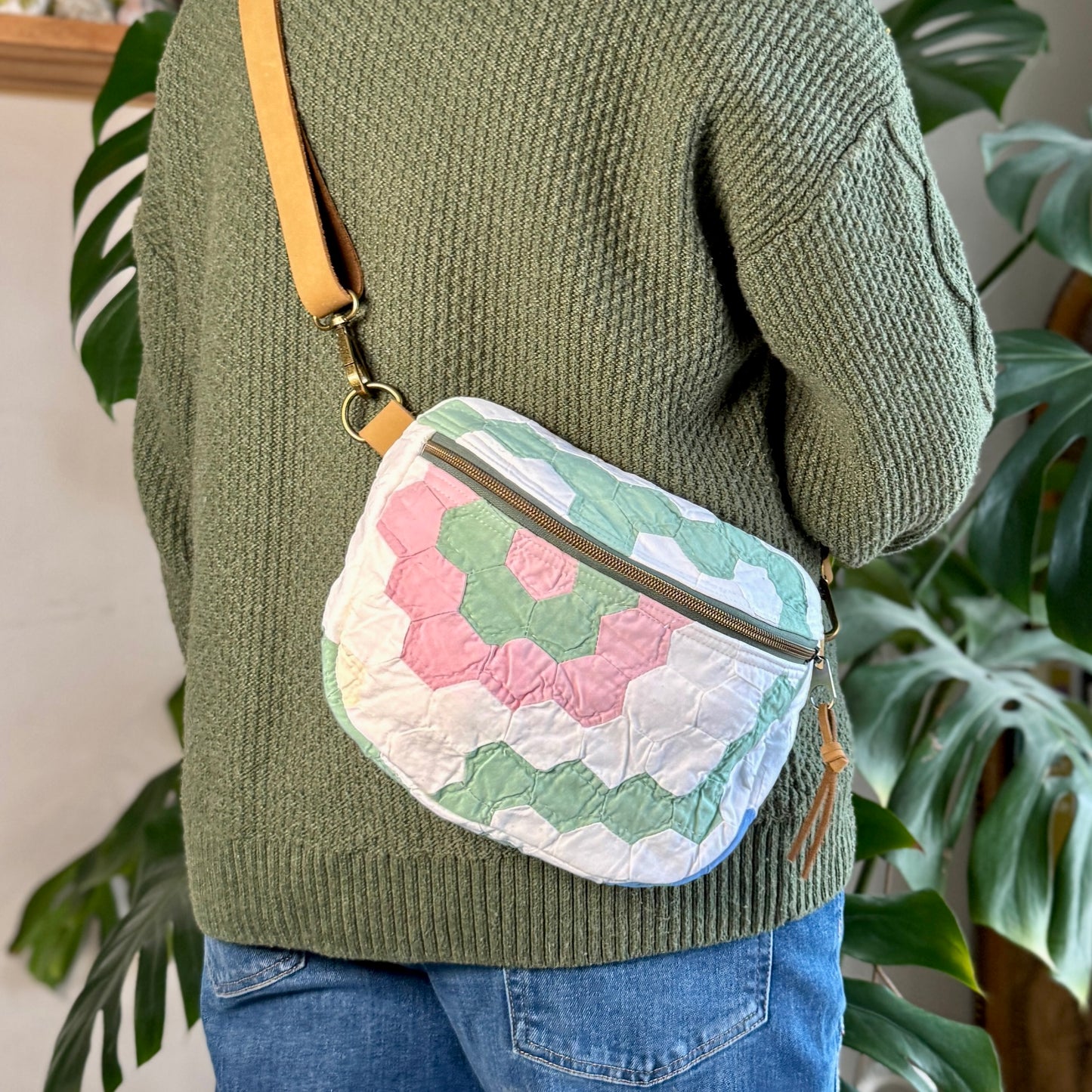 Upcycled Quilt Bag - Pastel Hexagons