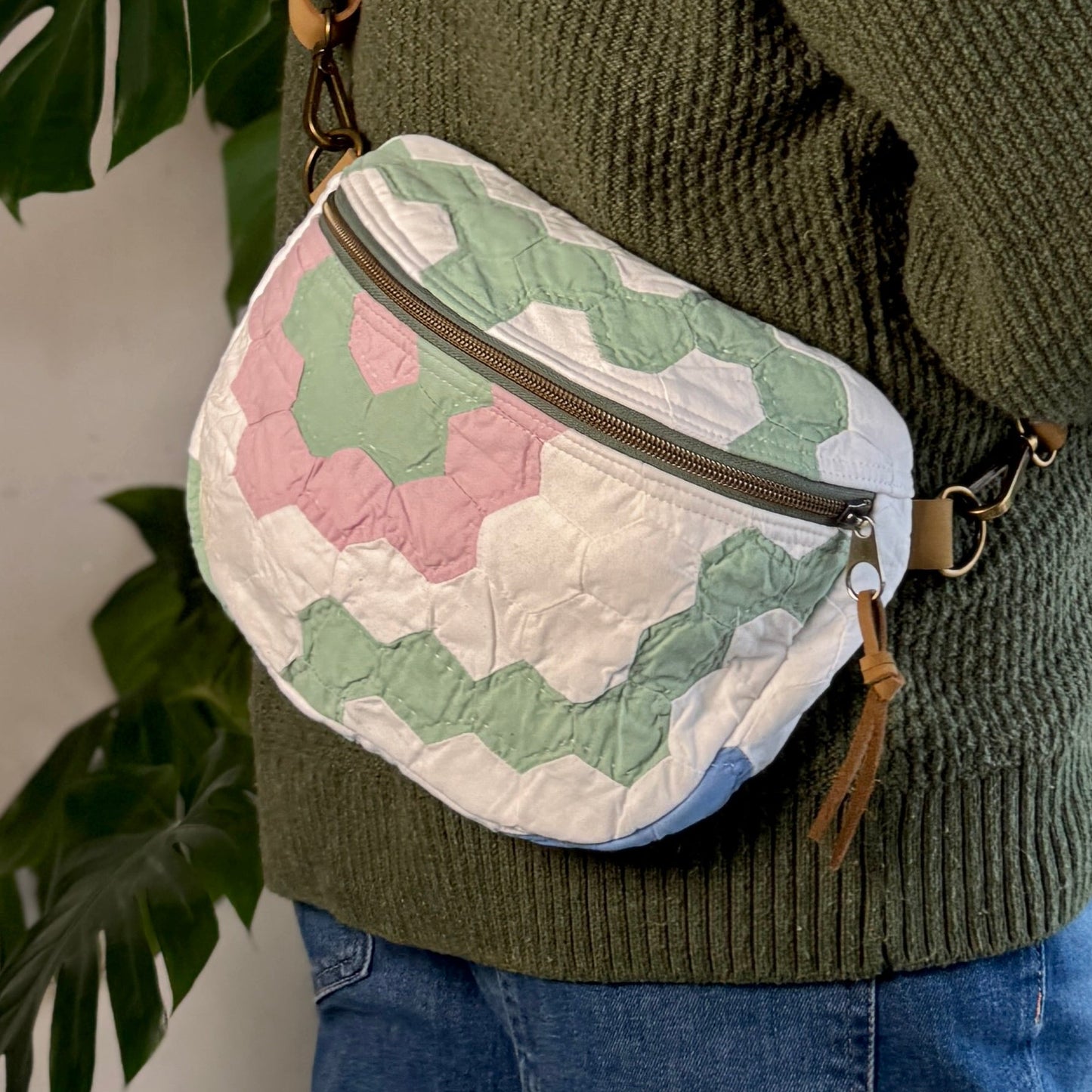 Upcycled Quilt Bag - Pastel Hexagons