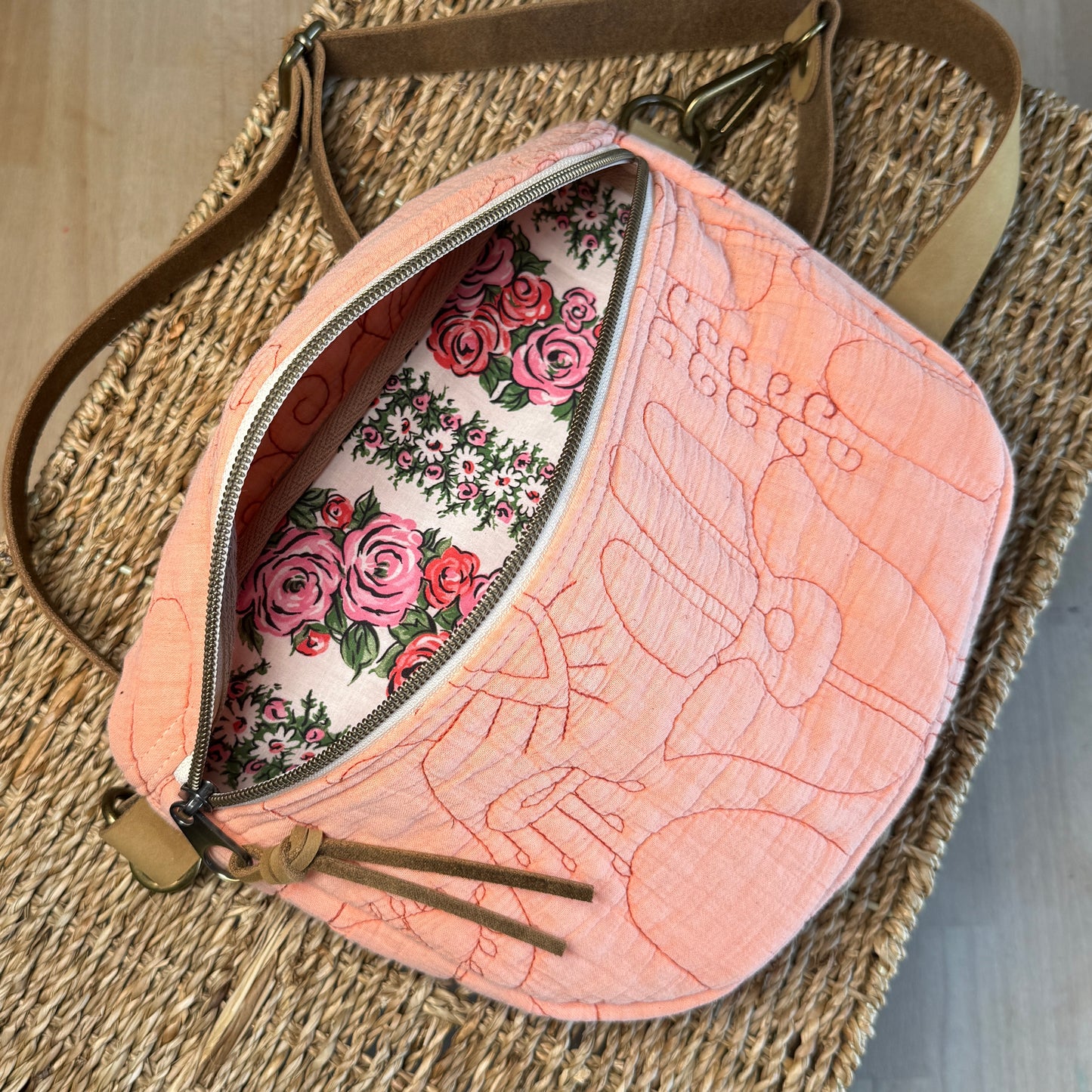 Upcycled Quilt Bag - Pink Hamsa