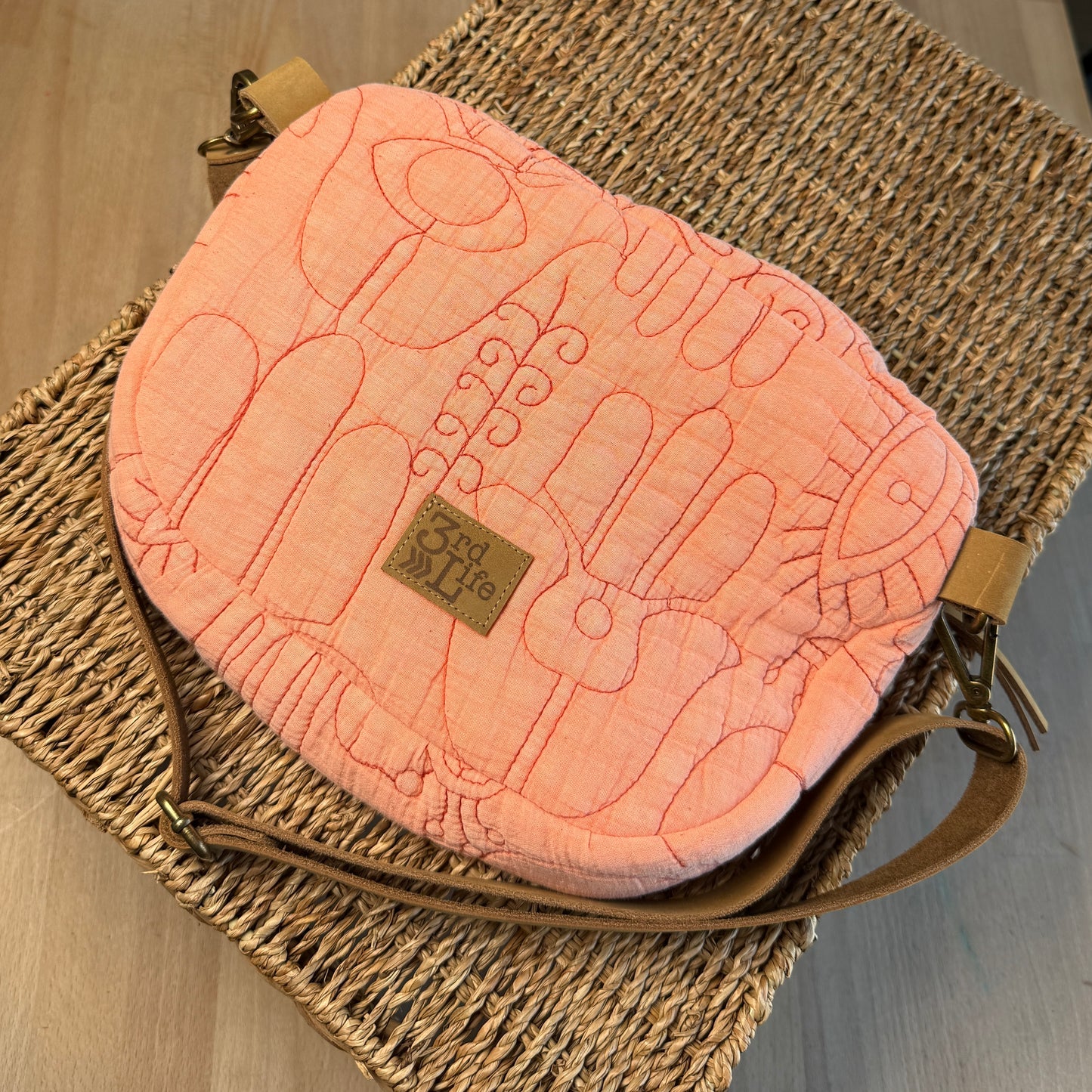 Upcycled Quilt Bag - Pink Hamsa