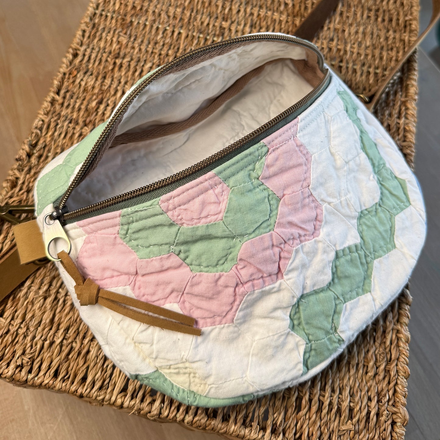 Upcycled Quilt Bag - Pastel Hexagons
