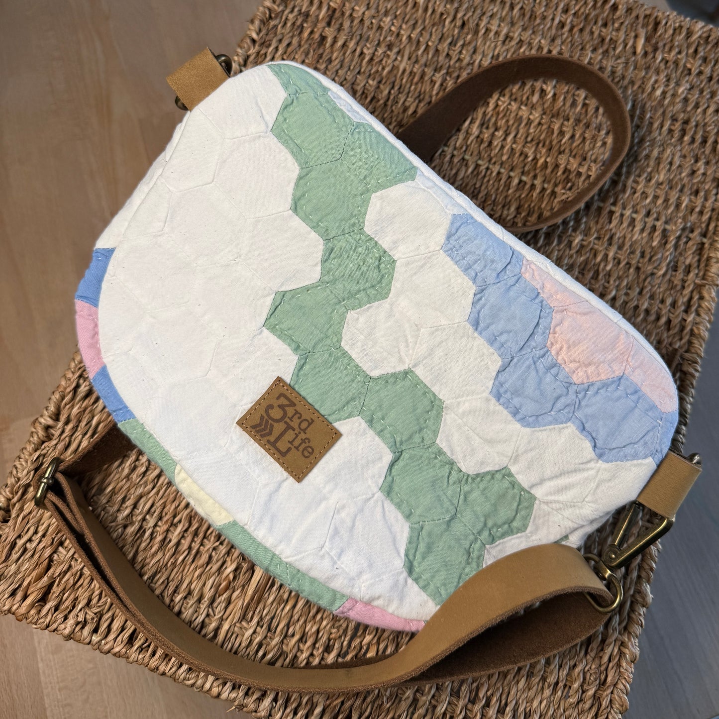Upcycled Quilt Bag - Pastel Hexagons