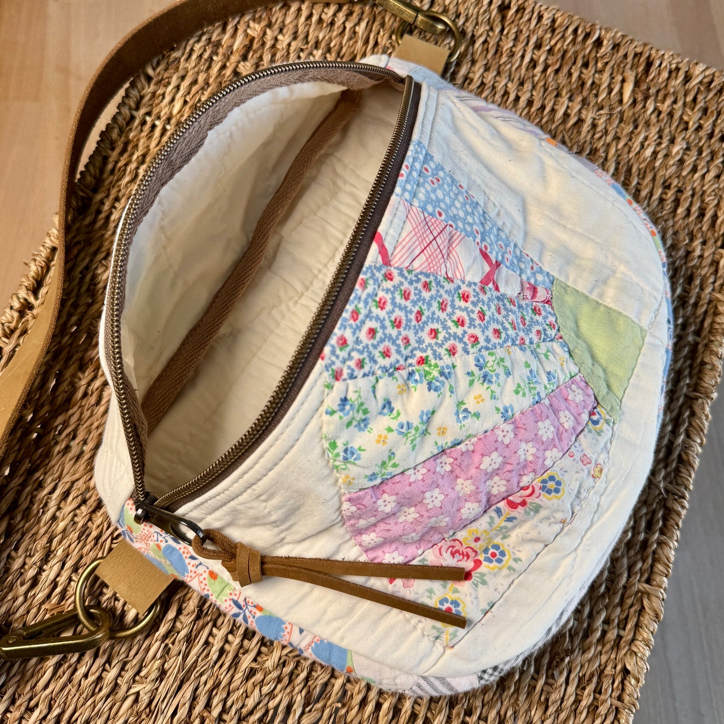 Upcycled Quilt Bag - Grandmother's Fan