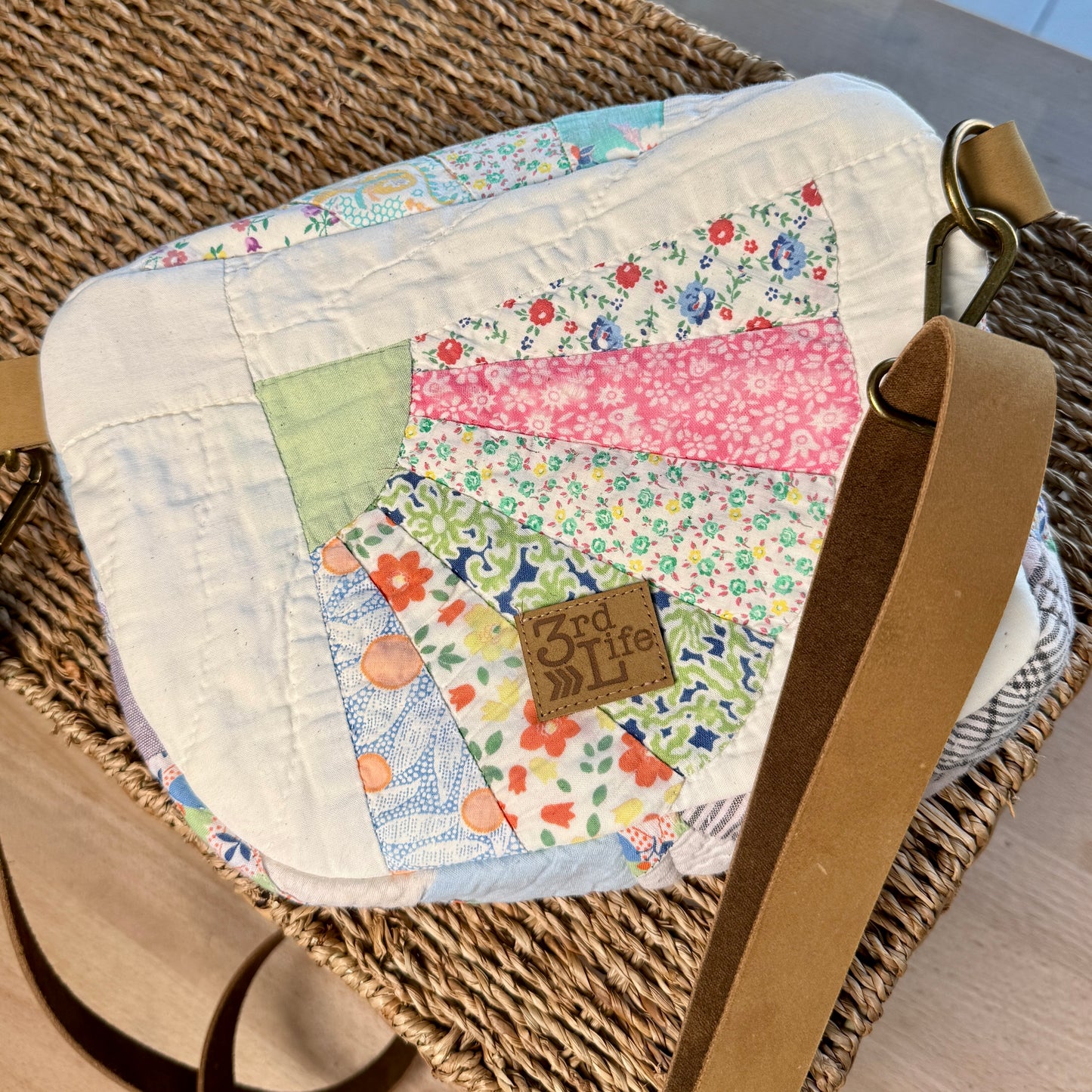 Upcycled Quilt Bag - Grandmother's Fan