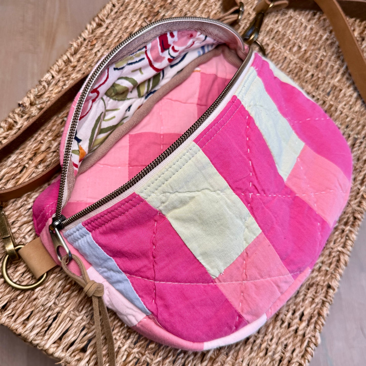 Upcycled Quilt Bag - Pink Stripes