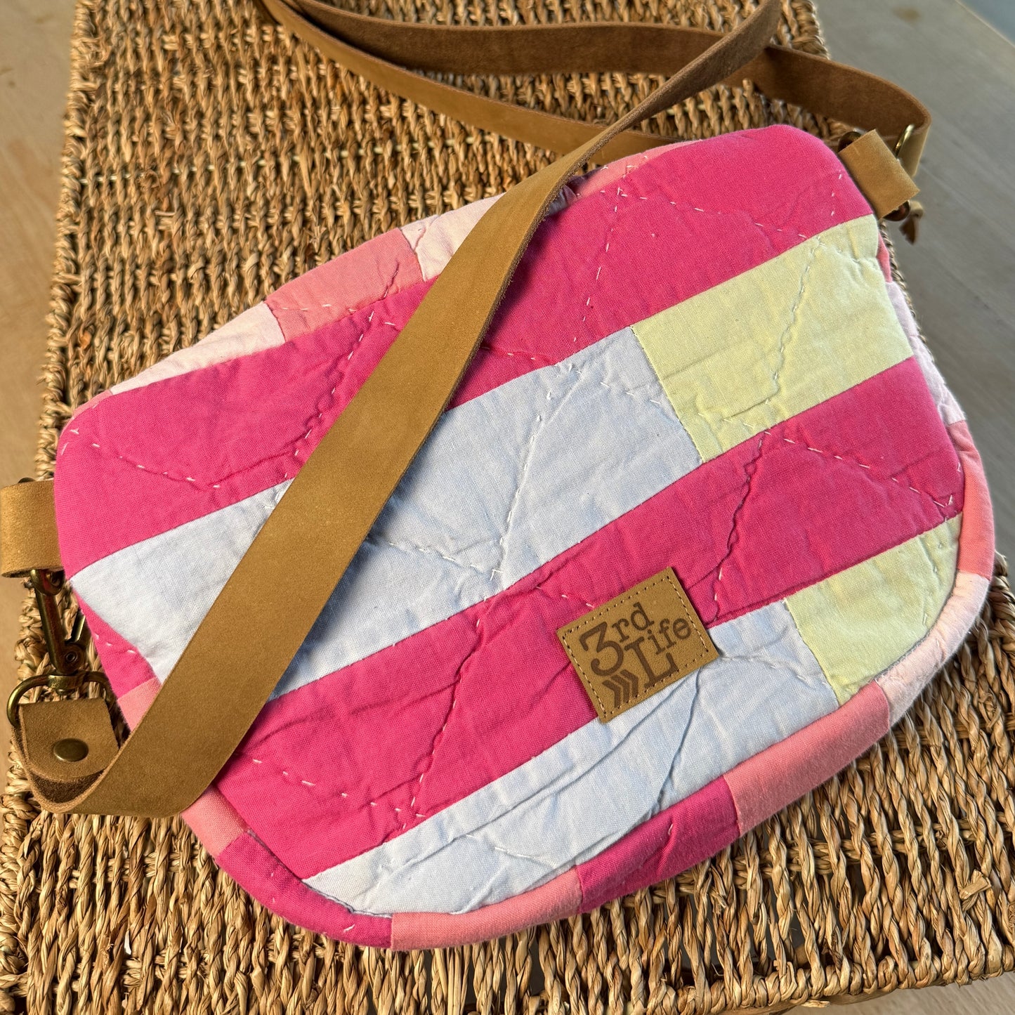 Upcycled Quilt Bag - Pink Stripes