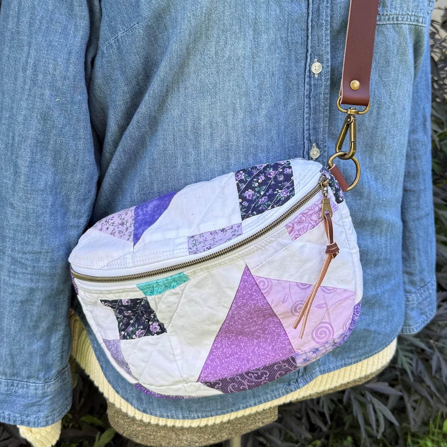 Upcycled Quilt Bag - Purple Passion