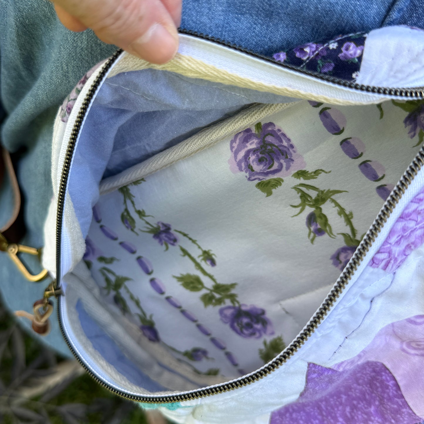 Upcycled Quilt Bag - Purple Passion