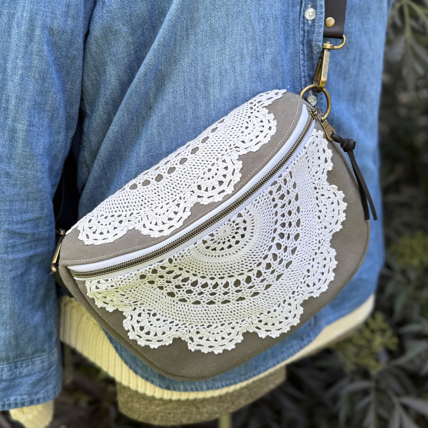 Upcycled Bag - Doily Love