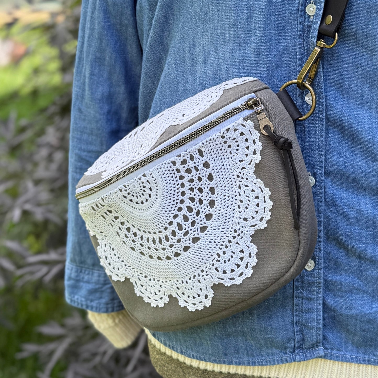 Upcycled Bag - Doily Love