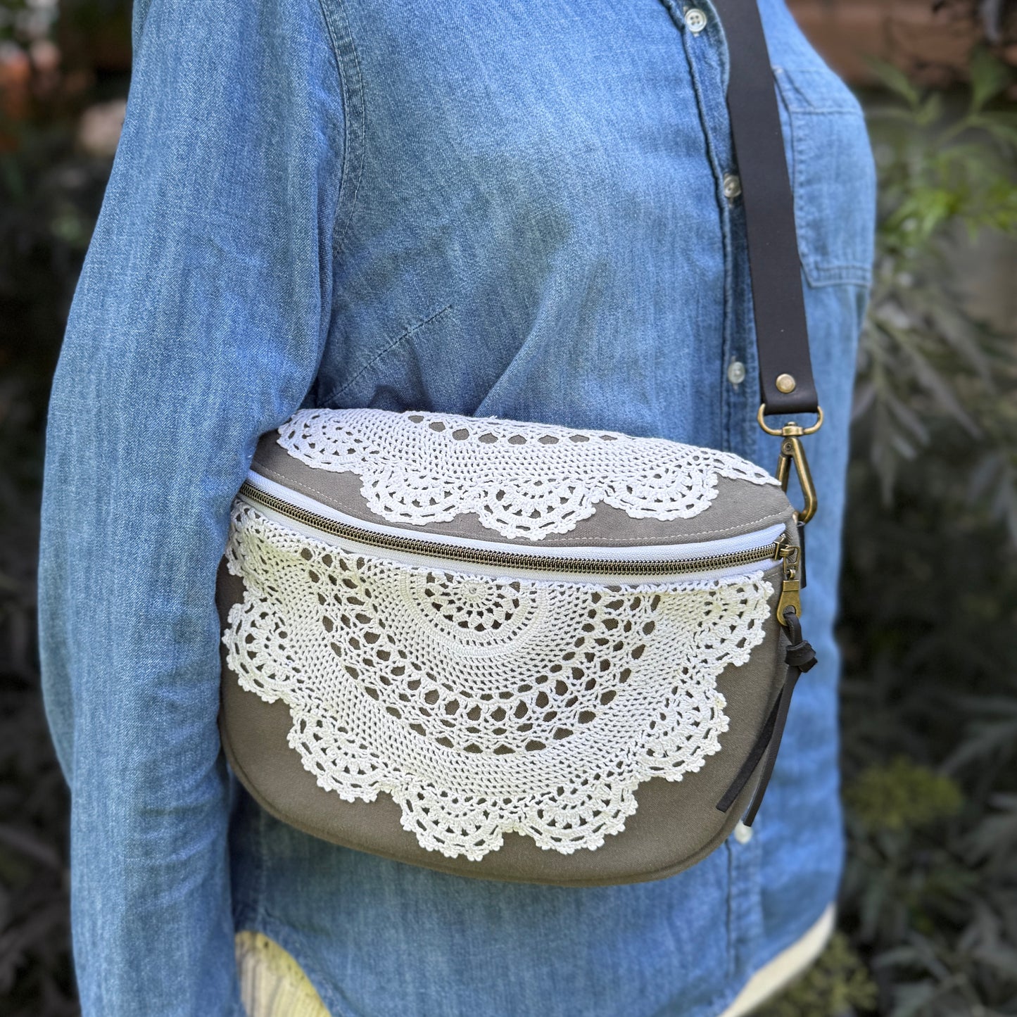 Upcycled Bag - Doily Love