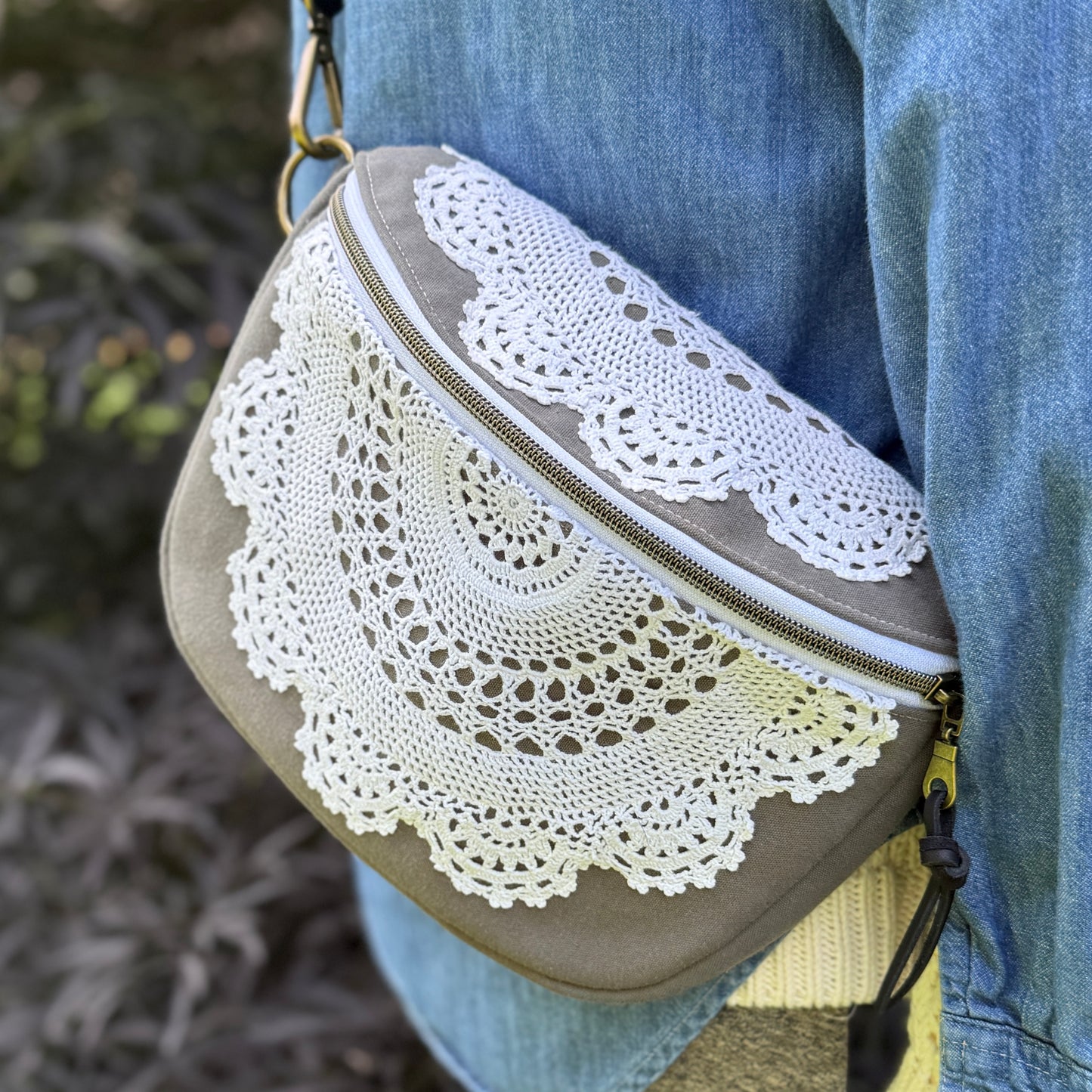 Upcycled Bag - Doily Love
