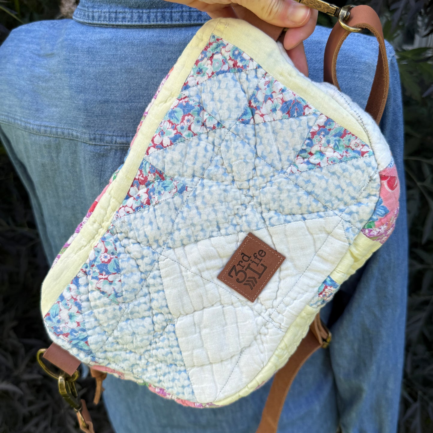 Upcycled Quilt Bag - Pink & Blue Classic Quilt