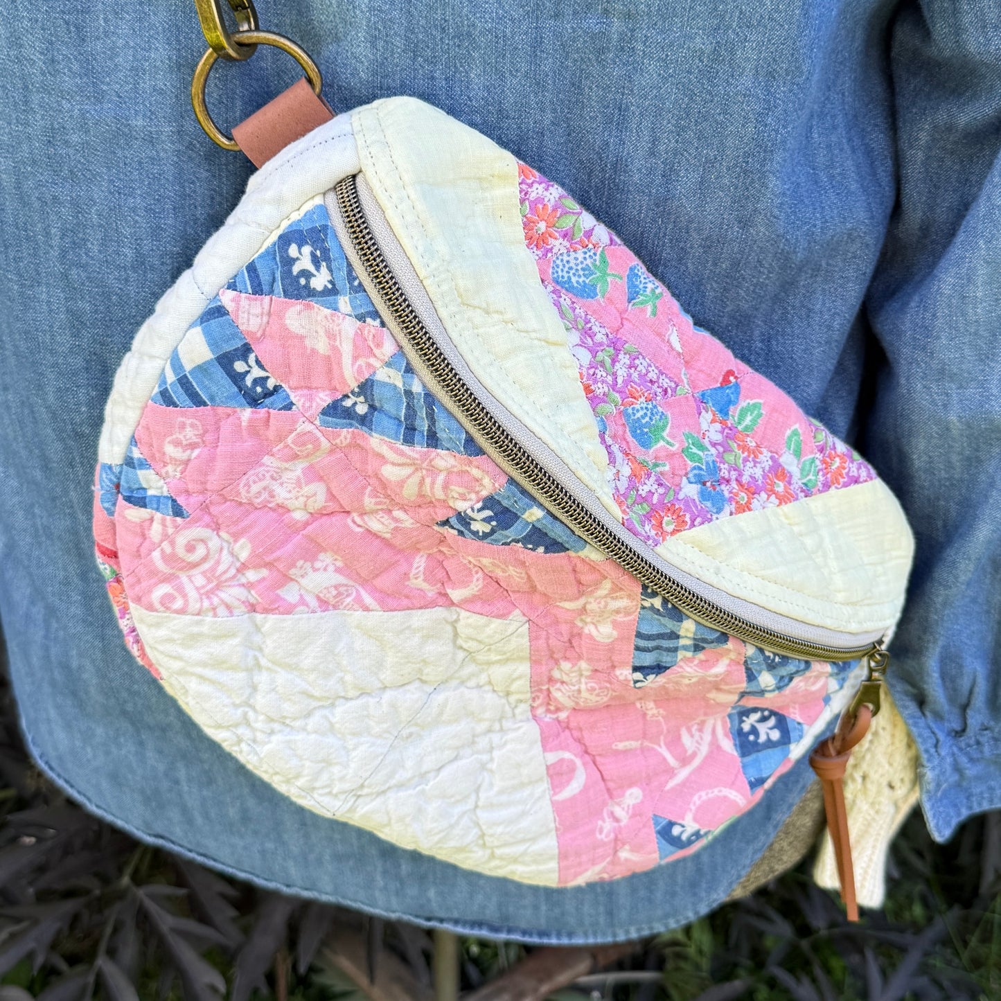 Upcycled Quilt Bag - Pink & Blue Classic Quilt