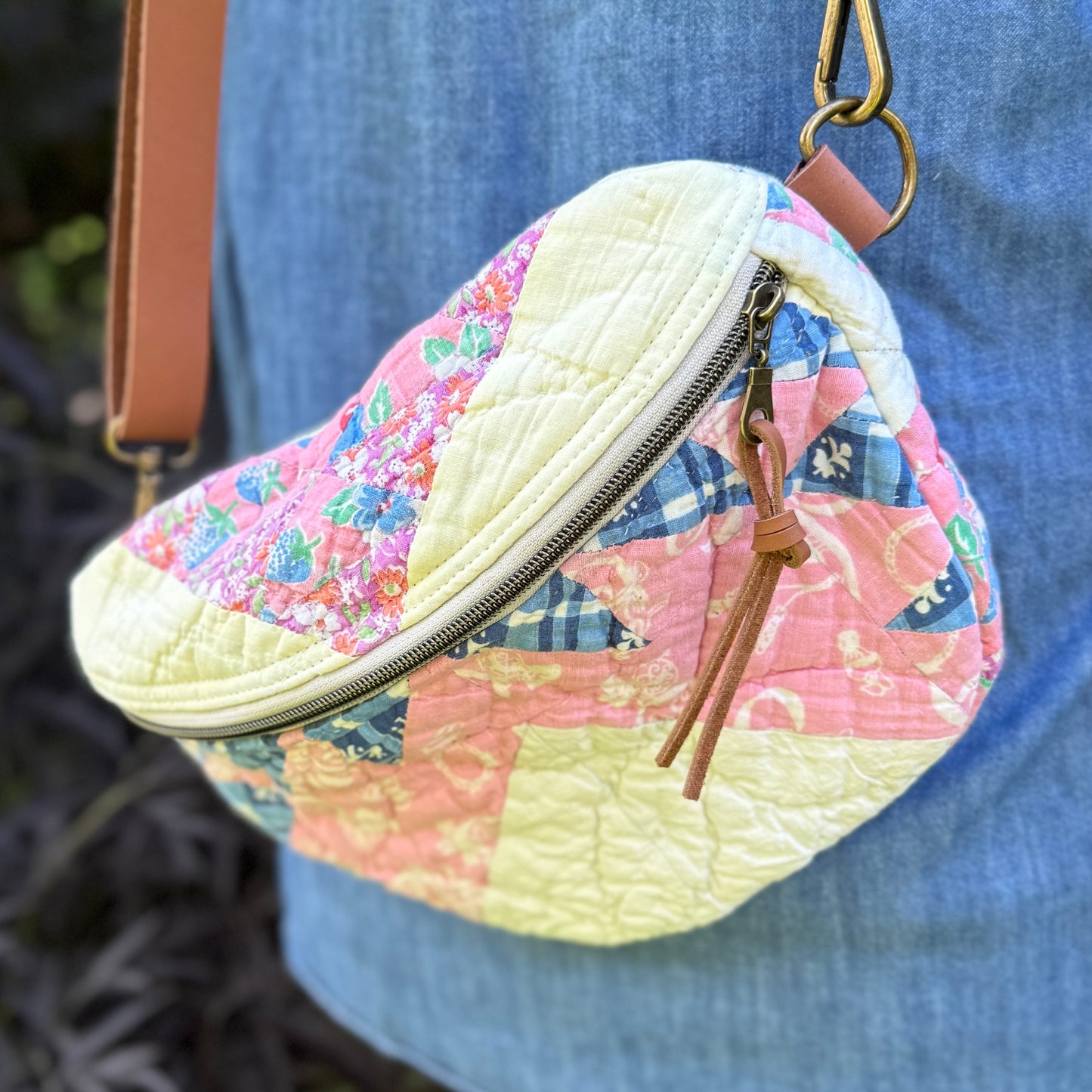 Upcycled Quilt Bag - Pink & Blue Classic Quilt