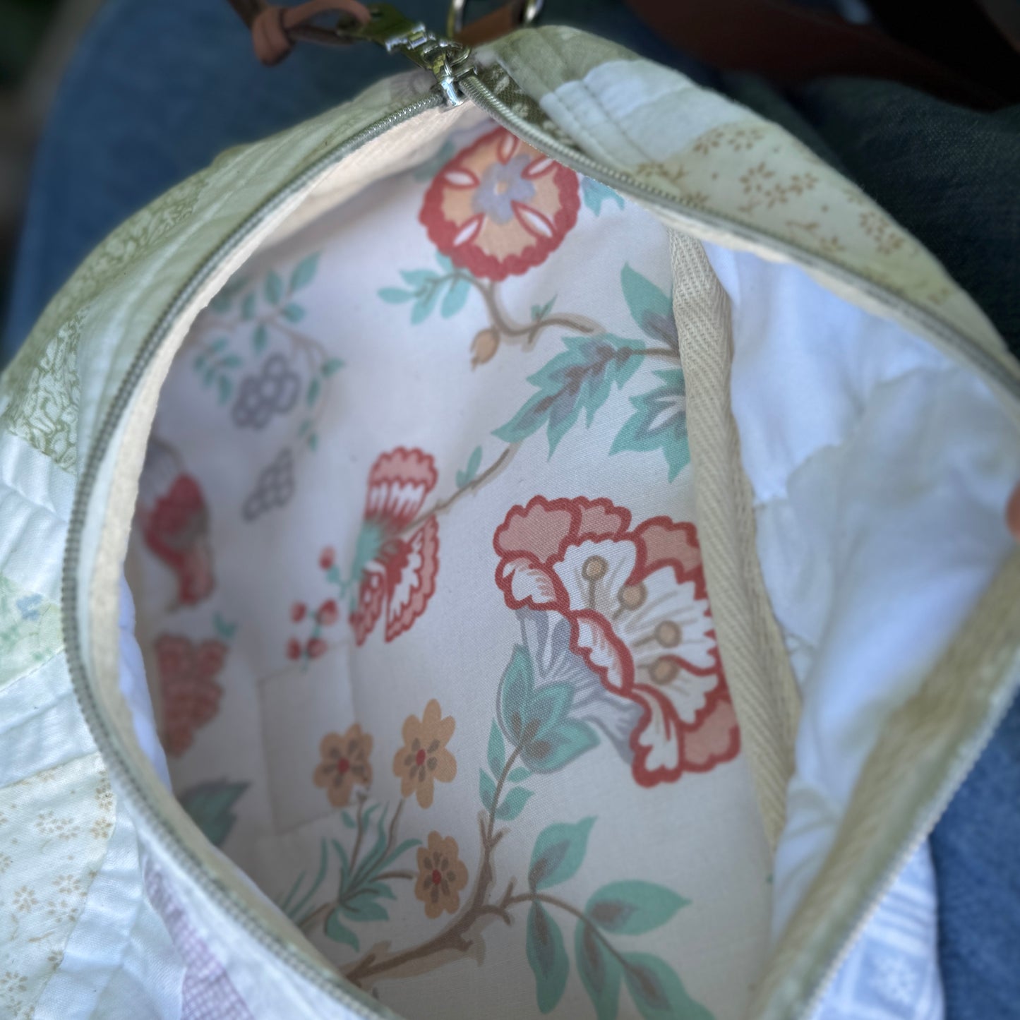 Upcycled Quilt Bag - Pastel Triangles 2