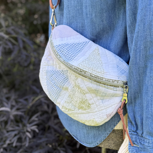 Upcycled Quilt Bag - Pastel Triangles 1