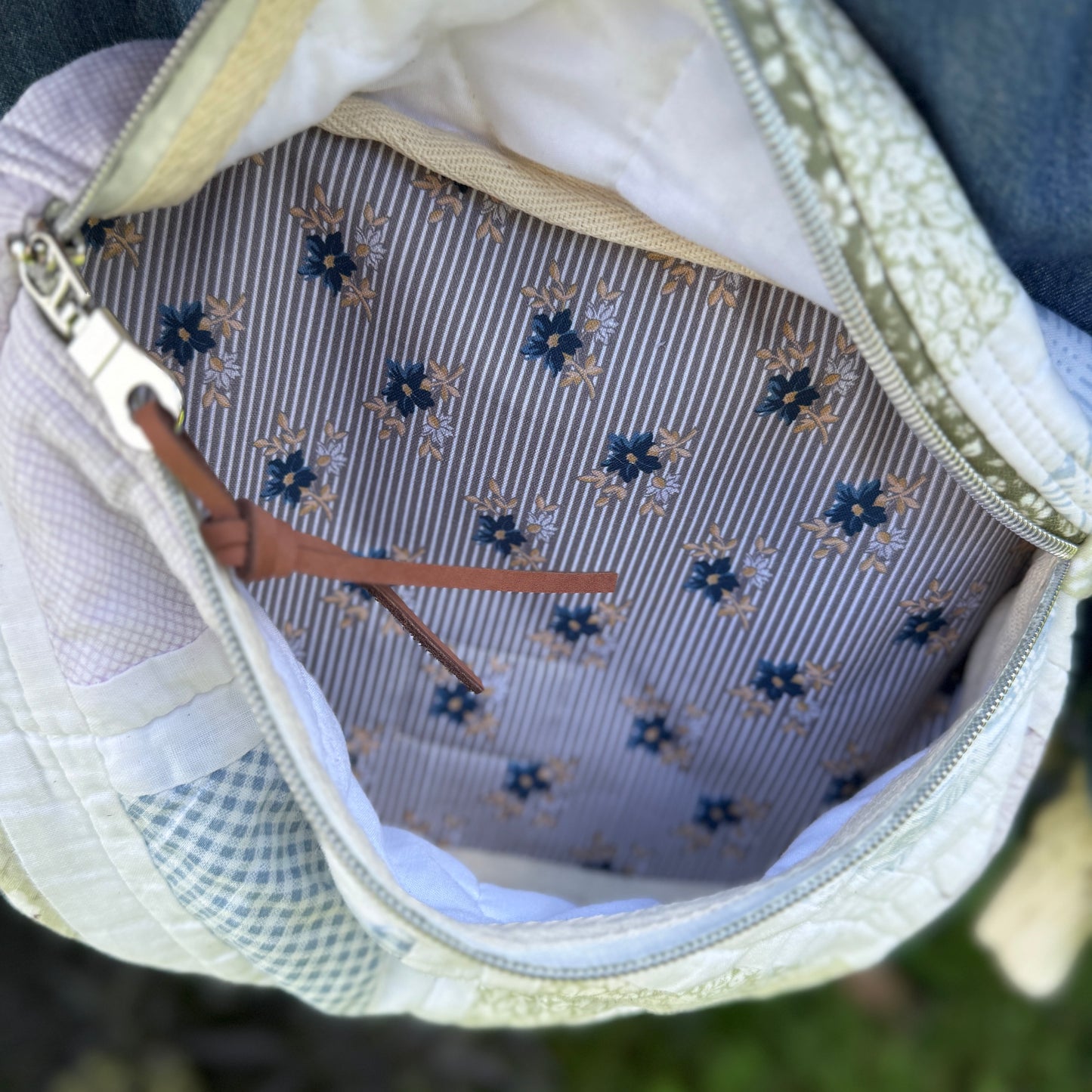 Upcycled Quilt Bag - Pastel Triangles 1