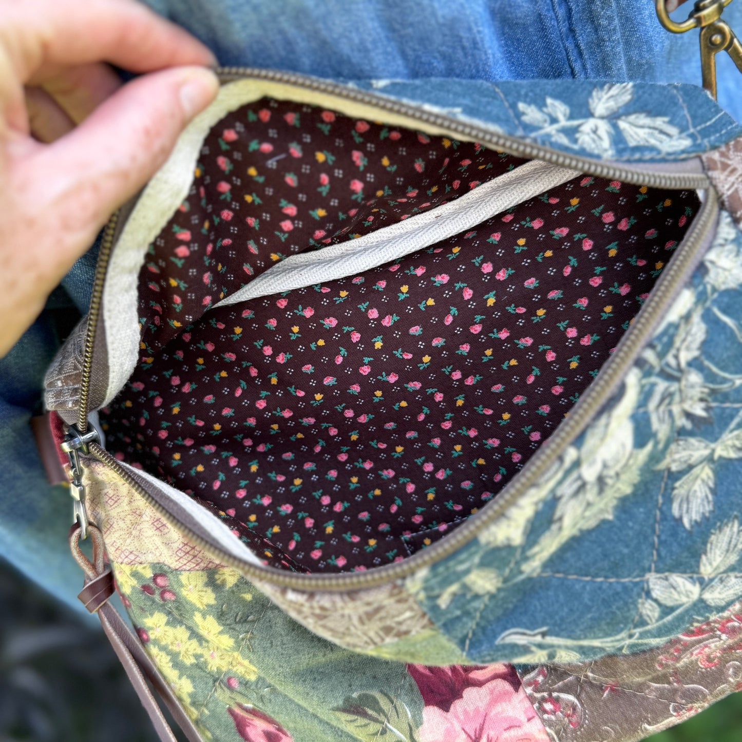 Upcycled Quilt Bag - Earthy Jewel 2